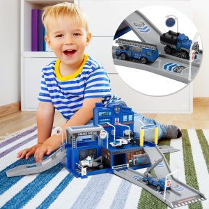 Parking Policyjny Garaż Wielopoziomowy 4 Auta Zestaw Helikopter Policja 6