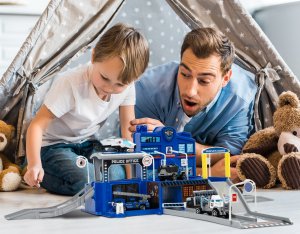 Parking Policyjny Garaż Wielopoziomowy 4 Auta Zestaw Helikopter Policja 8