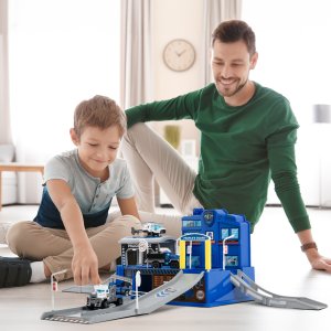 Parking Policyjny Garaż Wielopoziomowy 4 Auta Zestaw Helikopter Policja 9