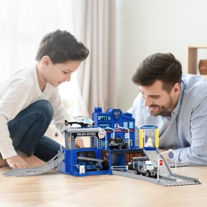 Parking Policyjny Garaż Wielopoziomowy 4 Auta Zestaw Helikopter Policja 10