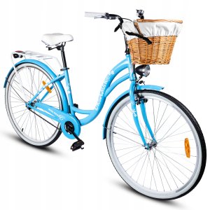 Rower Miejski MalTrack Citybike Dreamer 1-speed Light Blue 28" + Koszyk Biały 1