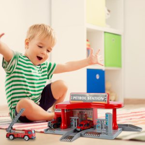 Stacja Paliw Benzynowa Parking Garaż 4 Autka Zabawka Dla Chłopca 12
