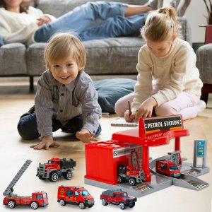 Stacja Paliw Benzynowa Parking Garaż 4 Autka Zabawka Dla Chłopca 15