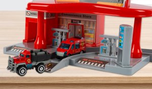 Stacja Paliw Benzynowa Parking Garaż 4 Autka Zabawka Dla Chłopca 6