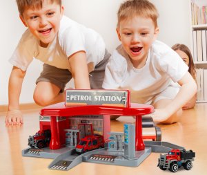 Stacja Paliw Benzynowa Parking Garaż 4 Autka Zabawka Dla Chłopca 7