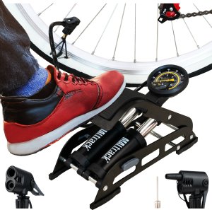 Pompka Rowerowa Nożna Z Manometrem Dwutłokowa Do Roweru Samochodu Materaca 12