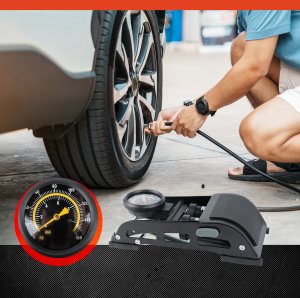 Pompka Rowerowa Nożna Z Manometrem Dwutłokowa Do Roweru Samochodu Materaca 5