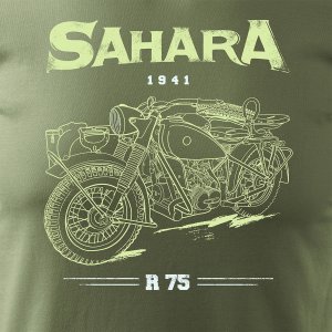 Koszulka motocyklowa z motocyklem BMW Sahara Legend męska khaki L 2