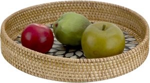 Taca dekoracyjna rattanowa 30cm Natural czarna okragła 1