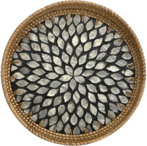 ArtPlast Taca dekoracyjna rattanowa 30cm czarna okragła 3