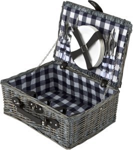 Koszyk piknikowy z wyposażeniem 4 os. j. brąz/granat 2