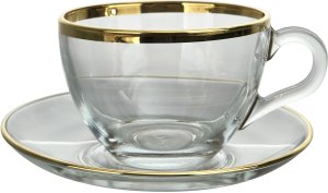 Komplet 2 filiżanek do cappuccino ze spodkami Golden Line 1