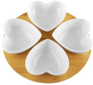 Komplet 4 salaterek na podstawie bambusowej Natural serce 1