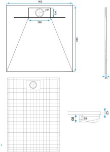 Brodzik prysznicowy Bazalt CARRARA BLACK 90x90 10