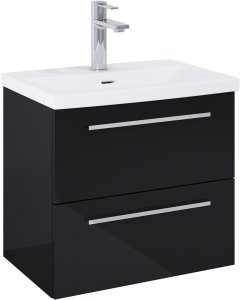 A857969351 / ROCA / KWADRO / SZAFKA ŁAZIENKOWA 60 CM Z 2 SZUFLADAMI, DO KOMPLETACJI Z UMYWALKĄ HEBE, CZARNY POŁYSK / ZAMIENNIK 167646 1