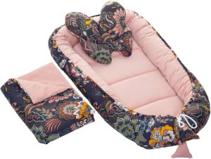 Kokon Velvet Premium Boho granatowe / brudny róż Infantilo 1