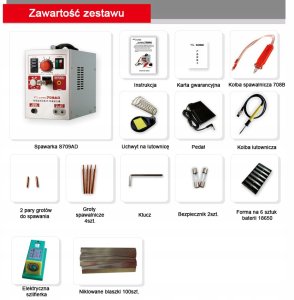 Spawarka Zgrzewarka Impulsowa Punktowa SUNKKO 709AD z Lutownicą Zestaw 7