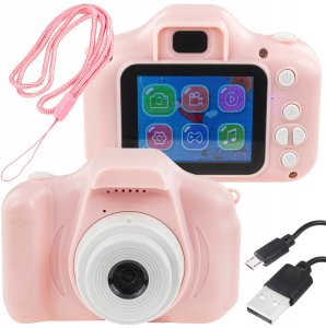 APARAT CYFROWY DLA DZIECI Dziecka Fotograficzny Kamera Różowy + KARTA 4GB 7
