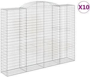 vidaXL Kosze gabionowe, 10 szt, 300x50x220/240cm, galwanizowane żelazo 2