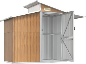 vidaXL Szopa ogrodowa, brązowa, 270x130x208,5 cm, stal galwanizowana 4