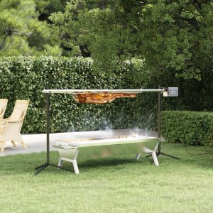 vidaXL Podstawa grillowa, srebrna, 118x42x30,5 cm, stal nierdzewna 1