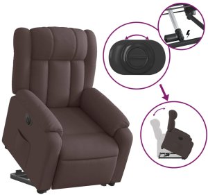 vidaXL Podnoszony fotel masujący, elektryczny, rozkładany, brązowy 10
