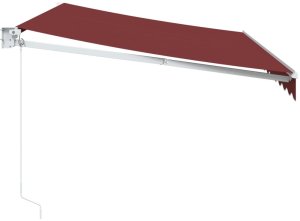 vidaXL Ręcznie zwijana markiza, burgundowa, 350x250 cm 4