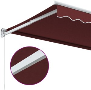 vidaXL Ręcznie zwijana markiza, burgundowa, 350x250 cm 7