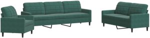 vidaXL 4-cz. komplet wypoczynkowy z poduszkami, ciemnozielony, aksamit 2
