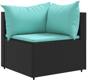 vidaXL vidaXL 11-cz. zestaw wypoczynkowy do ogrodu, poduszki czarny rattan PE 3