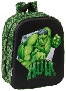 Plecak szkolny Hulk Czarny Kolor Zielony 22 x 27 x 10 cm 3D 1