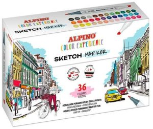 Zestaw markerów Alpino Sketch - Color Experience Wielokolorowy Podwójny punkt 36 Części 1