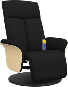 vidaXL Rozkładany fotel masujący z podnóżkiem, czarny, tkanina 2