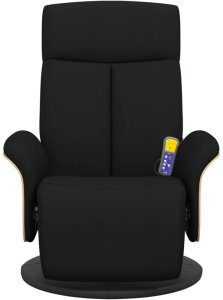 vidaXL Rozkładany fotel masujący z podnóżkiem, czarny, tkanina 3