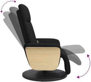 vidaXL Rozkładany fotel masujący z podnóżkiem, czarny, tkanina 6