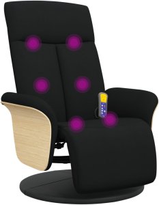 vidaXL Rozkładany fotel masujący z podnóżkiem, czarny, tkanina 7