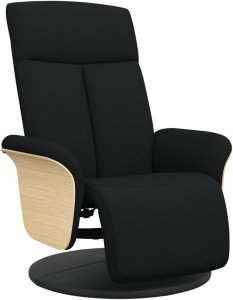 vidaXL Rozkładany fotel z podnóżkiem, czarny, tkanina 2