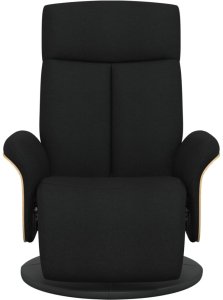 vidaXL Rozkładany fotel z podnóżkiem, czarny, tkanina 3