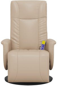 vidaXL Rozkładany fotel masujący z podnóżkiem, cappuccino, ekoskóra 3