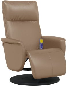 vidaXL Rozkładany fotel masujący z podnóżkiem, cappuccino, ekoskóra 2