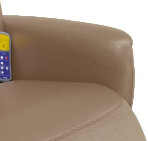 vidaXL Rozkładany fotel masujący z podnóżkiem, cappuccino, ekoskóra 8