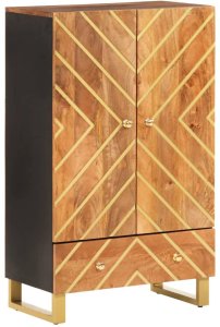 vidaXL Szafka, brązowo-czarna, 60x33,5x100 cm, lite drewno mango 2