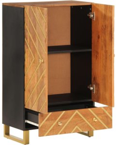 vidaXL Szafka, brązowo-czarna, 60x33,5x100 cm, lite drewno mango 3