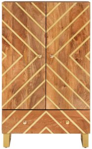 vidaXL Szafka, brązowo-czarna, 60x33,5x100 cm, lite drewno mango 4