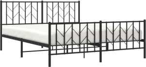 vidaXL Metalowe łóżko z zanóżkiem, bez materaca, czarne, 160x200 cm 3