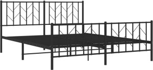 vidaXL Metalowe łóżko z zanóżkiem, bez materaca, czarne, 160x200 cm 4