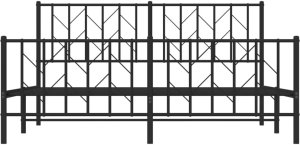 vidaXL Metalowe łóżko z zanóżkiem, bez materaca, czarne, 160x200 cm 5