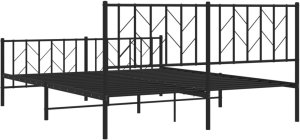 vidaXL Metalowe łóżko z zanóżkiem, bez materaca, czarne, 160x200 cm 7