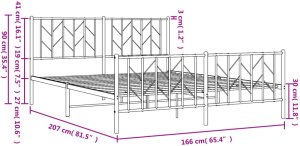 vidaXL Metalowe łóżko z zanóżkiem, bez materaca, czarne, 160x200 cm 10