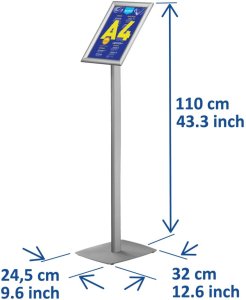 Europel Słupek informacyjny z ramką zatrzaskową, A4, 25 mm, aluminiowy 6